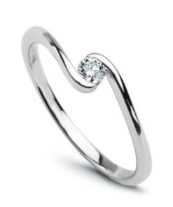 pierścionek z białego złota z diamentem 0,10ct