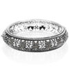 Srebrna ażurowa bransoletka typu bangle z markazytami - 18/19cm - BDM2867