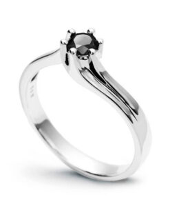 pierścionek w białym złocie z czarnym diamentem 0,25ct