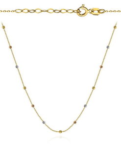 Złoty choker - celebrytka z 3-kolorowymi kuleczkami 35 + 3cm