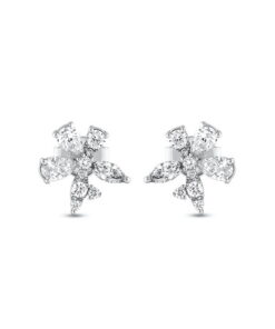 Kolczyki z białego złota z diamentami markiza, gruszka - KBD6093