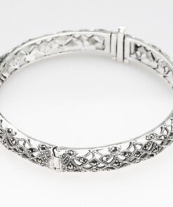 Srebrna piękna ażurowa bransoletka typu bangle - BDM3227 - Image 3