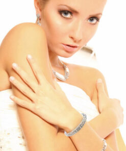Srebrna piękna ażurowa bransoletka typu bangle - BDM3227 - Image 5
