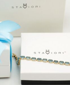 Piękna bransoletka złota z London Blue Topaz - BZX5282 - Obrázek 5