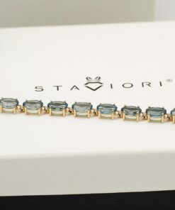 Piękna bransoletka złota z London Blue Topaz - BZX5282 - Obrázek 6