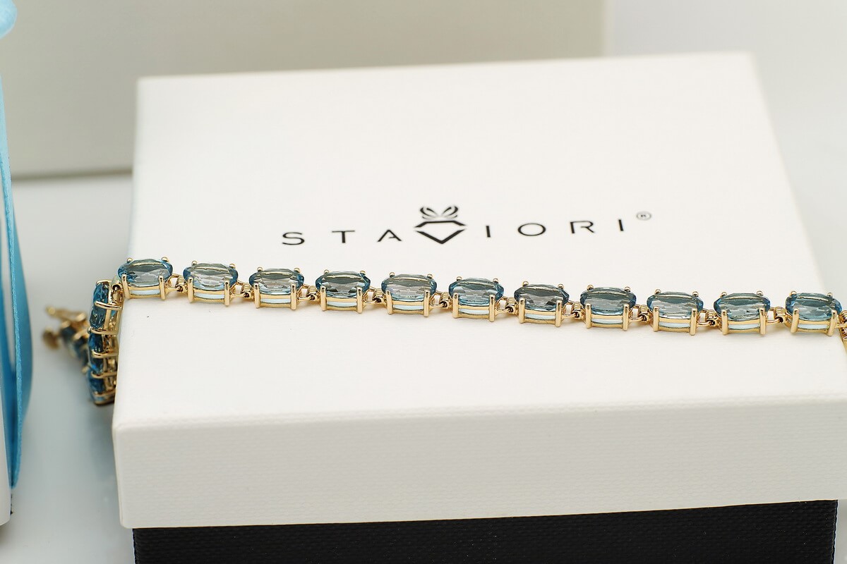 Piękna bransoletka złota z London Blue Topaz - BZX5282 - Obrázek 6