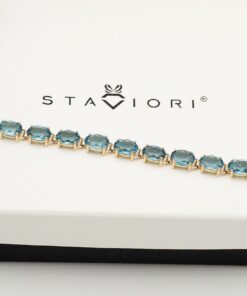 Piękna bransoletka złota z London Blue Topaz - BZX5282 - Obrázek 7