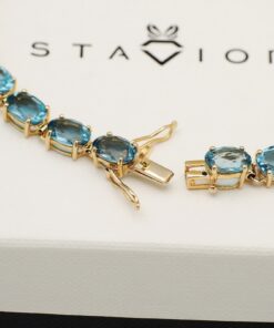 Piękna bransoletka złota z London Blue Topaz - BZX5282 - Obrázek 4
