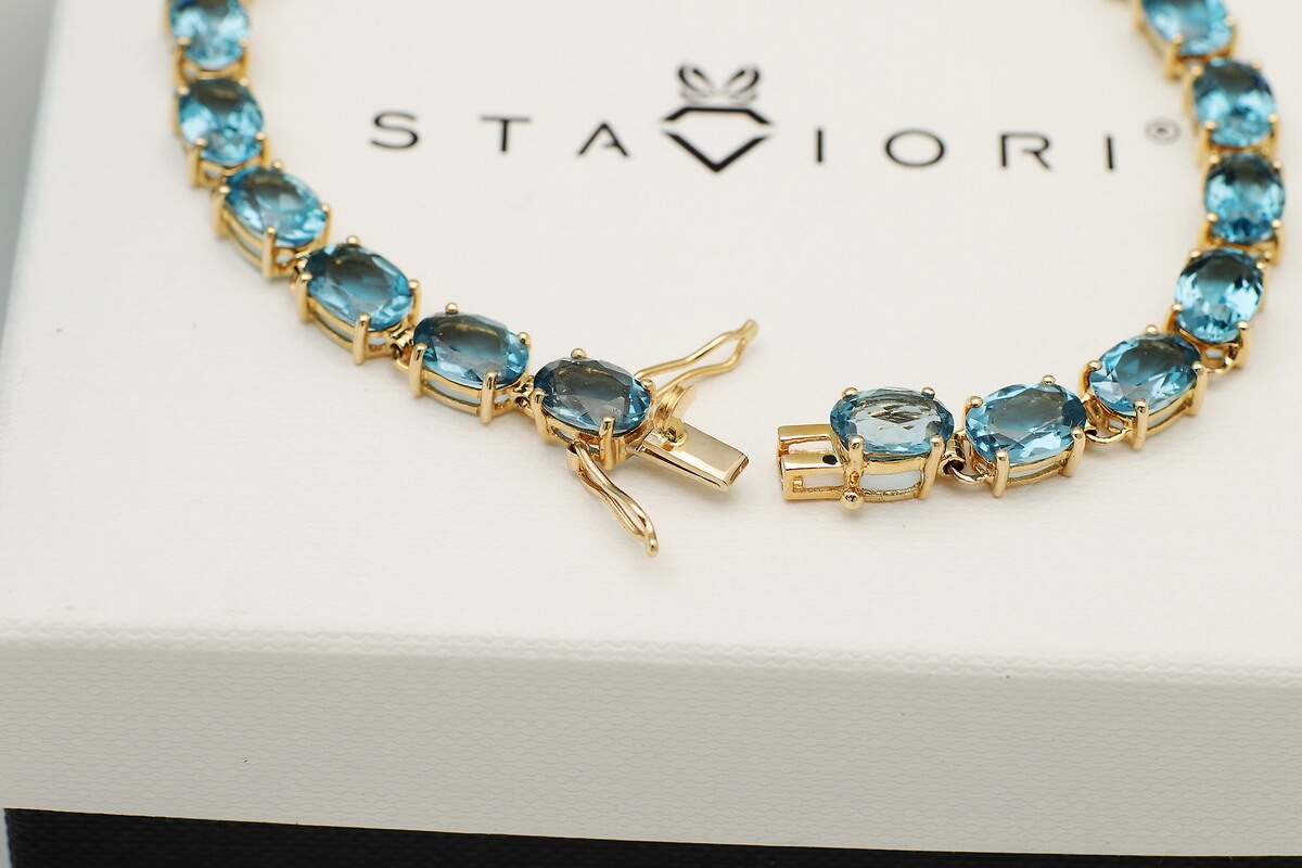 Piękna bransoletka złota z London Blue Topaz - BZX5282 - Obrázek 4