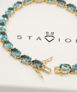 Piękna bransoletka złota z London Blue Topaz - BZX5282 - Obrázek 3