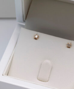 Cudne małe złote kolczyki z diamentami 0,10ct - obrazek 4