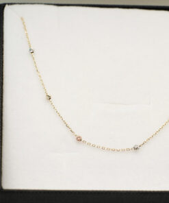 Złoty choker - celebrytka z 3-kolorowymi kuleczkami 35 + 3cm - Image 6