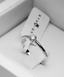 pierścionek zaręczynowy z białego złota z diamentem 0,10ct - Obrázek 5