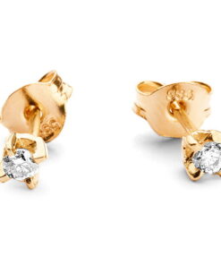 Cudne małe złote kolczyki z diamentami 0,10ct - obrazek 9