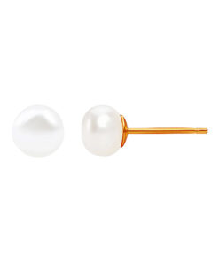 Pozłacane srebrne kolczyki z perłami 6mm - KSN6495