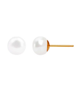 Pozłacane srebrne kolczyki z perłami 8mm - KSN6496