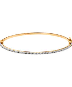 Złota bransoletka sztywna typu bangle z cyrkoniami - 333 - BXC6459