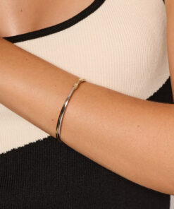 Dwukolorowa złota bransoletka bangle 585 - obrazek 3
