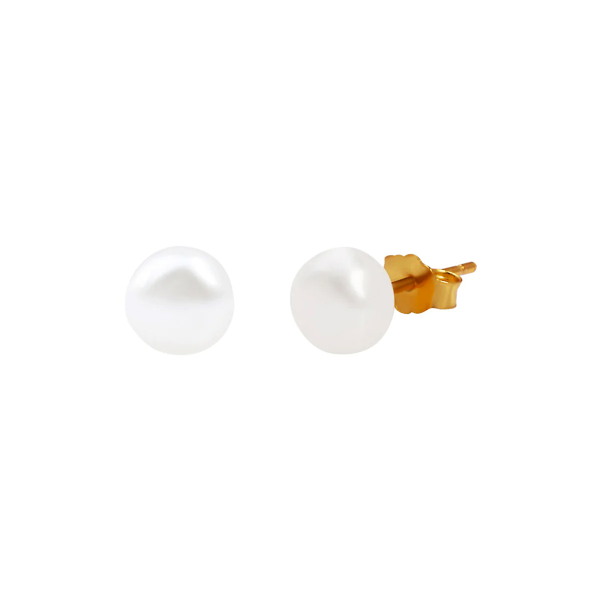 Pozłacane srebrne kolczyki z perłami 6mm - KSN6495 - Obrázek 2