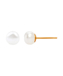 Pozłacane srebrne kolczyki z perłami 6mm - KSN6495 - Obrázek 4