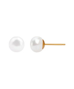 Pozłacane srebrne kolczyki z perłami 8mm - KSN6496 - Image 4