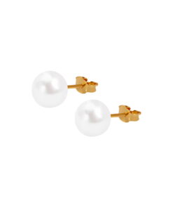 Pozłacane srebrne kolczyki z perłami 8mm - KSN6496 - Image 6
