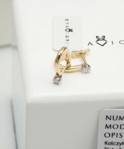 Piękne kolczyki z brylantami 0,20ct z białego i żółtego złota – Bild 8