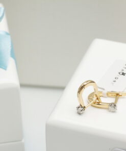 Piękne kolczyki z brylantami 0,20ct z białego i żółtego złota – Bild 9
