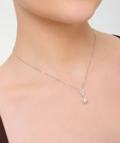 naszyjnik srebrny z perłą i cyrkoniami - obrazek 3