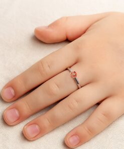 pierścionek różyczka z białego złota z diamentem – Bild 3