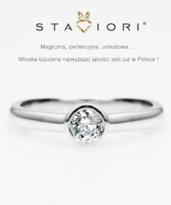 pierścionek z białego złota z brylantem 0,15ct w oprawie bezel - obrazek 11