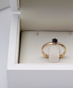 Pierścionek z czarnym diamentem 0,25ct w różowym złocie - Obrázek 11