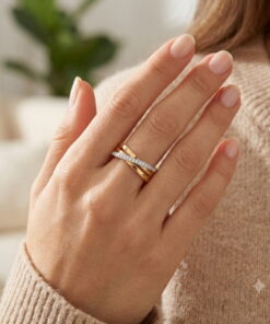 pierścionek z żółtego i białego złota z diamentami – Bild 3