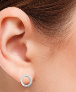 kolczyki koła srebrno szczotkowane 925 - obrazek 3