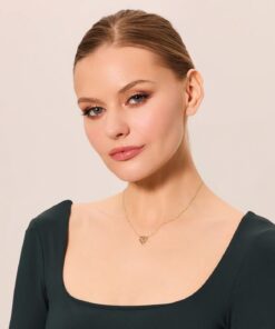 złoty wisiorek serce z 1 diamentem 585 – Bild 3