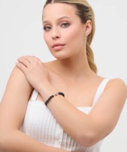 Bransoletka srebrna z czarnymi perłami 7-9mm - BSN6713 - obrazek 7