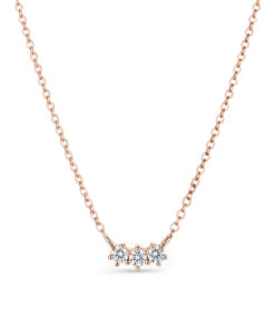 Złoty choker z trzema diamentami laboratoryjnymi 0,08ct | różowe złoto