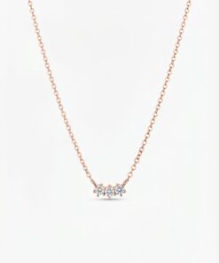 Złoty choker z trzema diamentami laboratoryjnymi 0,08ct | różowe złoto - obrazek 4
