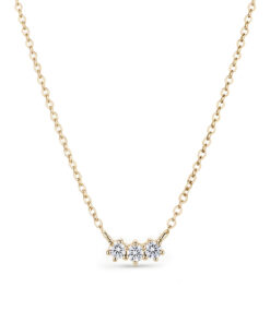 Złoty choker z trzema diamentami laboratoryjnymi 0,08ct | żółte złoto
